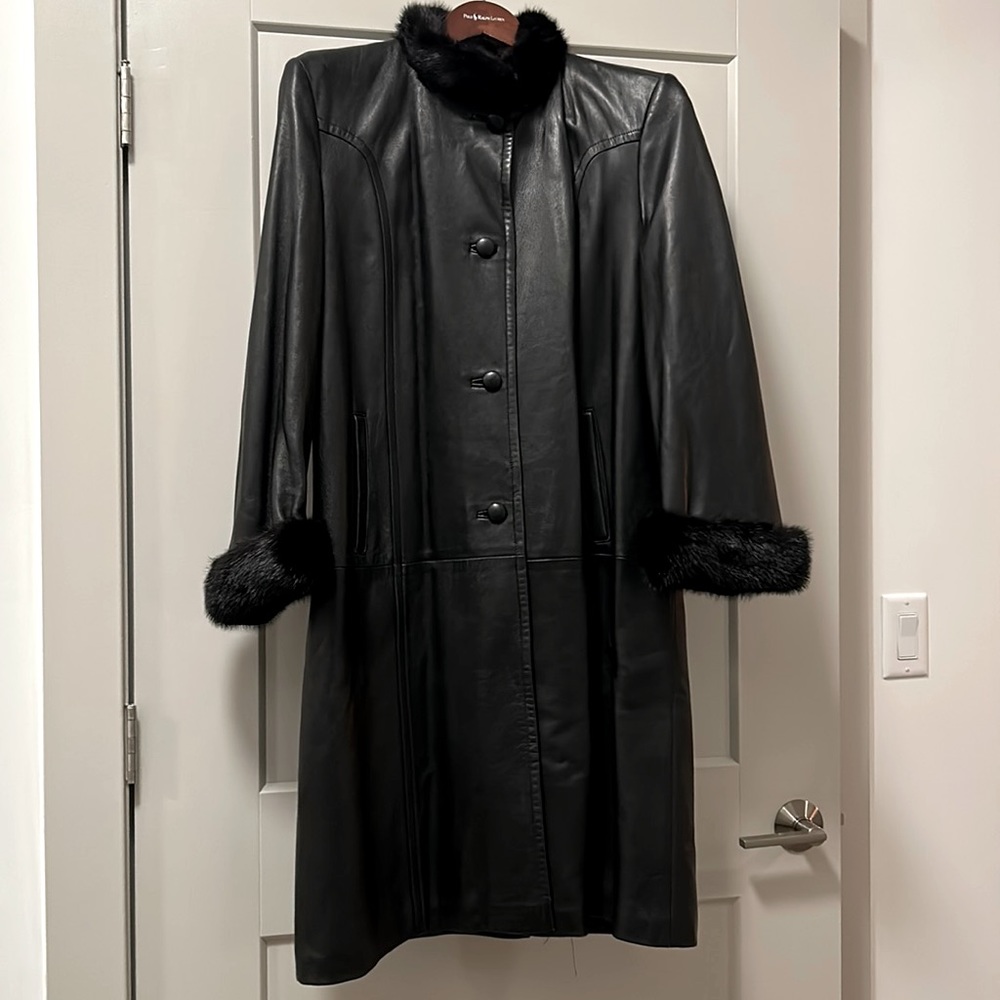 Mink-lined Leather coat